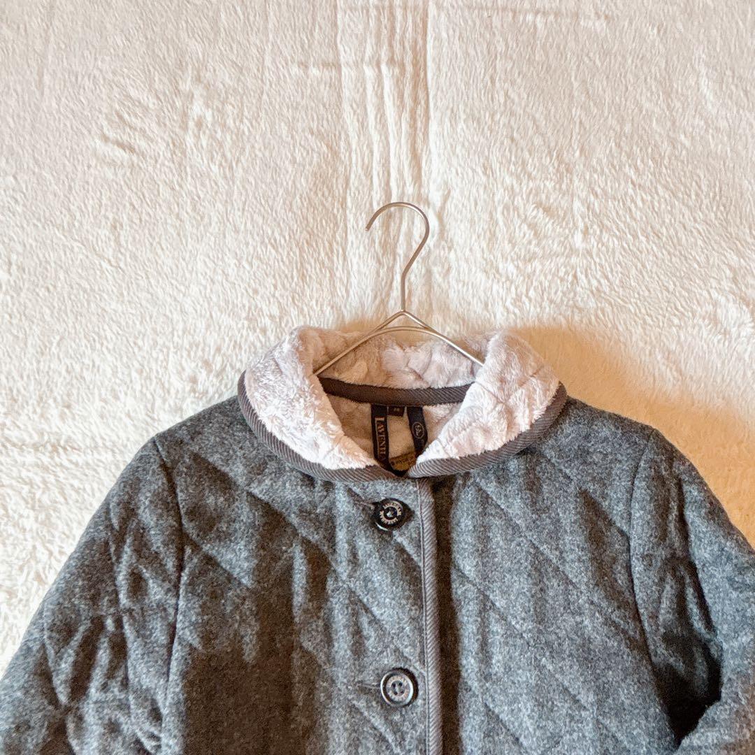 LAVENHAM ラベンハム ボアキルティングコート グレー 38