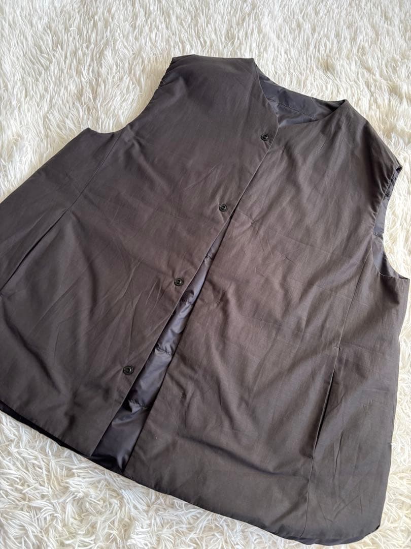 Plamtation ノーカラー　リバーシブル　ダウンベスト　黒