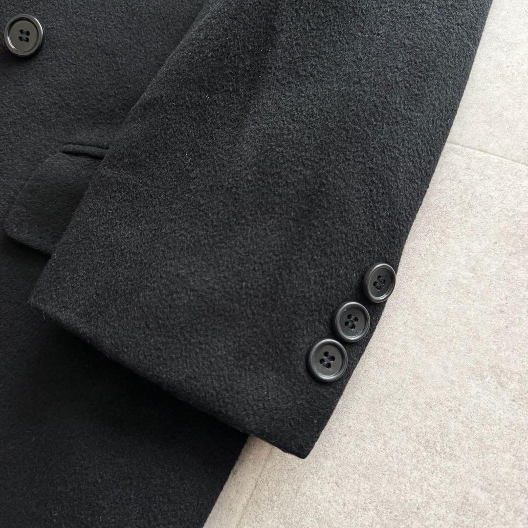 チェスターコート　ロング　カシミヤ100%　ダブル　黒　M　VIA NUOVA