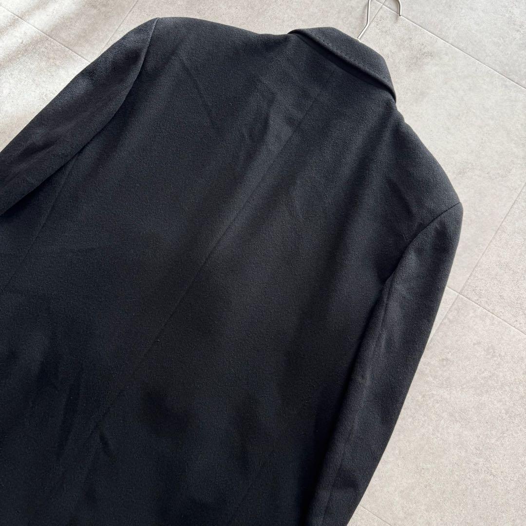 チェスターコート　ロング　カシミヤ100%　ダブル　黒　M　VIA NUOVA