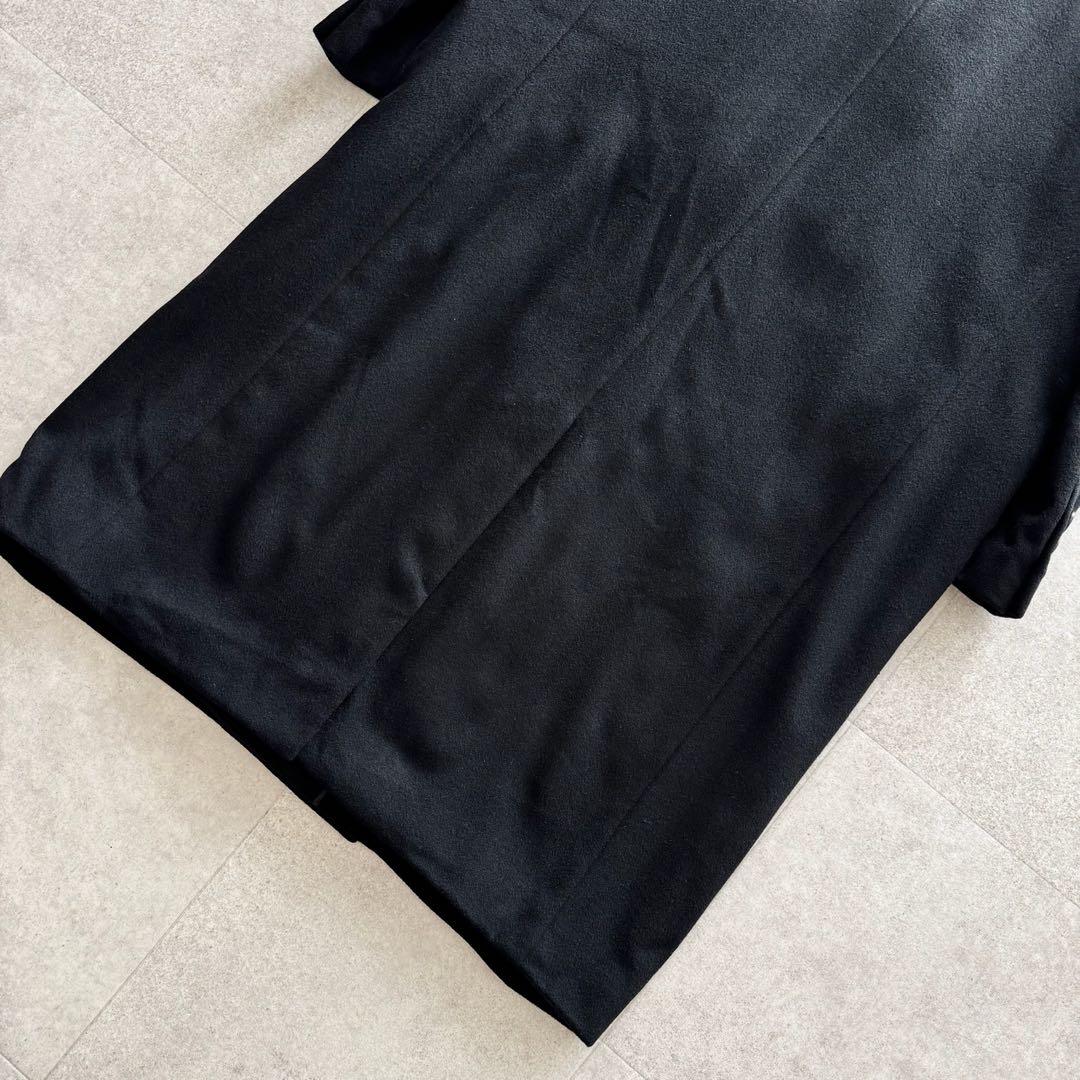 チェスターコート　ロング　カシミヤ100%　ダブル　黒　M　VIA NUOVA