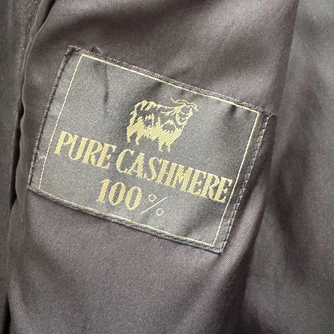 チェスターコート　ロング　カシミヤ100%　ダブル　黒　M　VIA NUOVA