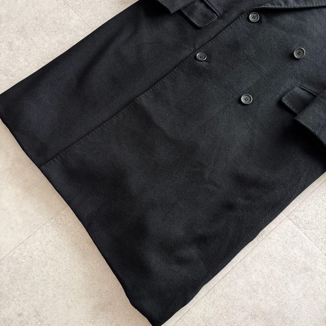 チェスターコート　ロング　カシミヤ100%　ダブル　黒　M　VIA NUOVA
