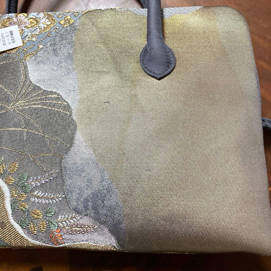 タグ付き未使用品 利休バッグ① 京都西陣織正絹帯地 ＊大判ハンカチはオマケ