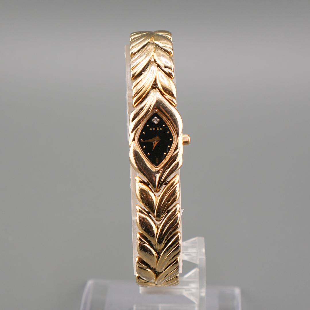 美品 GRES 1P ゴールド ブレスレッド 腕時計 電池新品 クォーツ