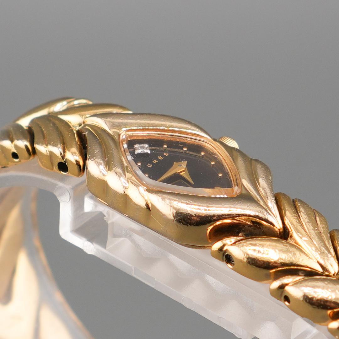 美品 GRES 1P ゴールド ブレスレッド 腕時計 電池新品 クォーツ