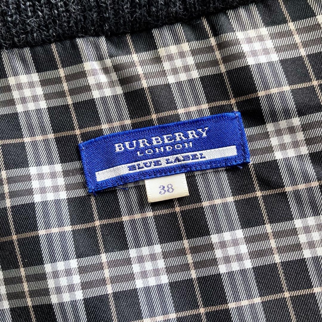 美品✨バーバリーブルーレーベル スタジャン ニット フード付 ノバチェック 38