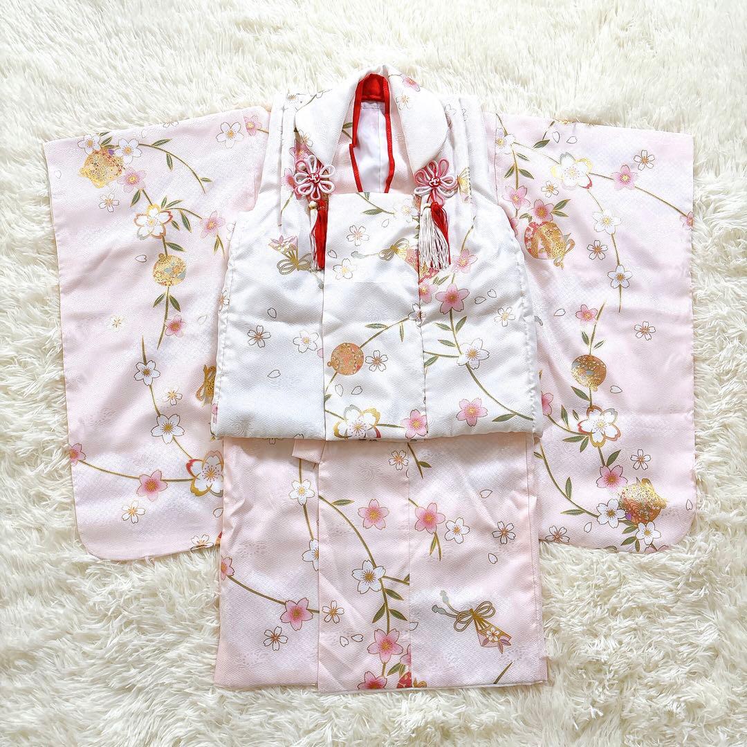 キョウエツ 七五三 3歳 女の子 着物 被布 小物 フルセット 薄ピンク