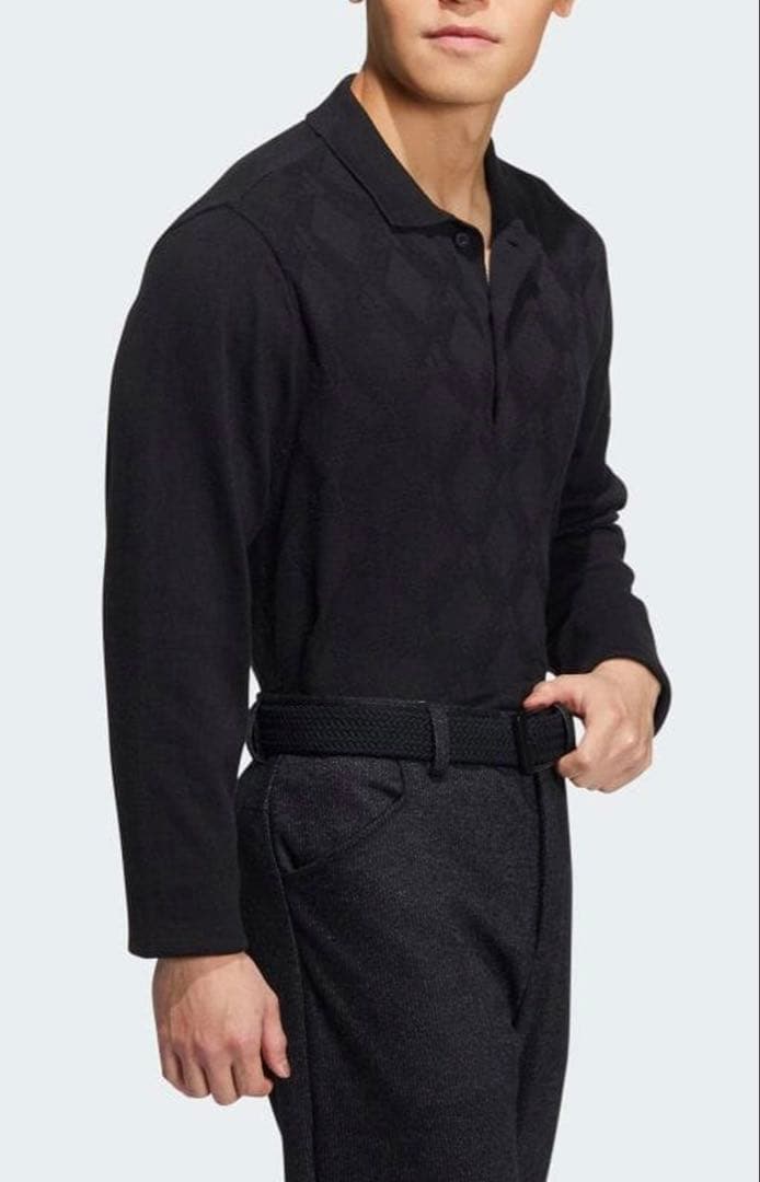 送料無料 新品 adidas GOLF アーガイル柄セーター ポロ 2XL BK