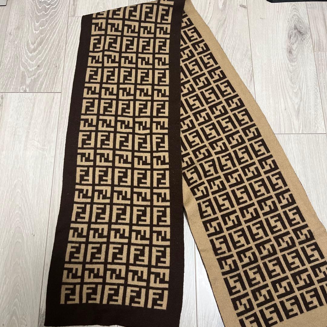 Fendi FFロゴ マフラー ブラウン/ベージュ