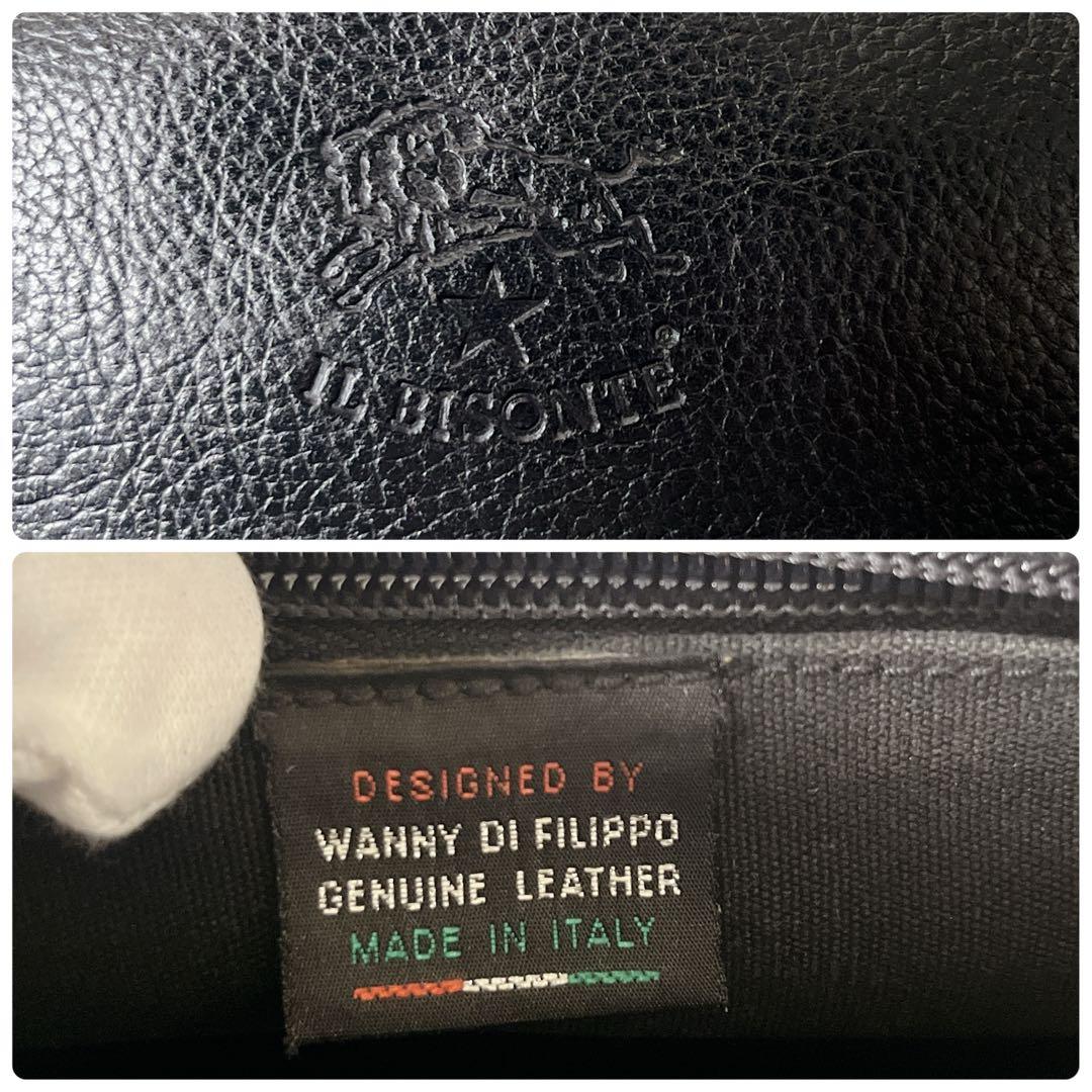 イルビゾンテ ショルダーバッグ レザー 本革 ブラック カメラバッグ 型押しロゴ