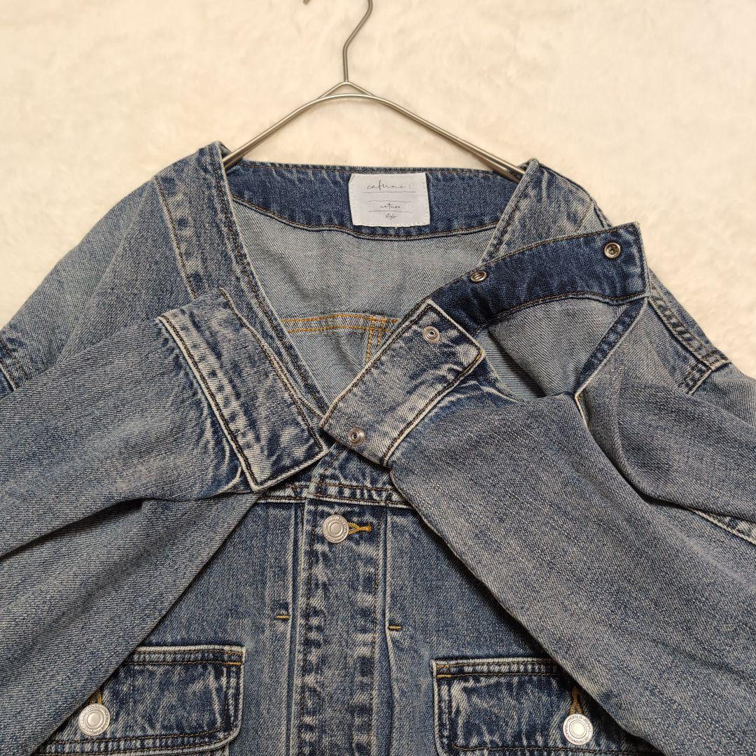 ✧極美品【カフネ】Vネックデニムジャケット38 　オーバーサイズ