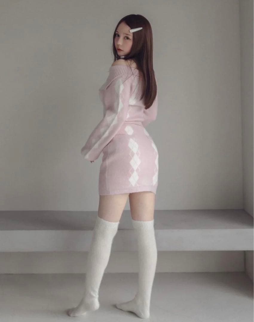 スカート Andmary Dona argyle knit set up