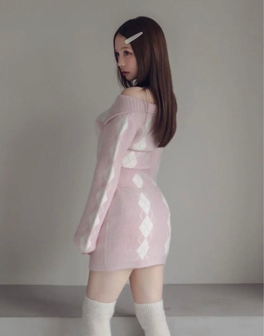 スカート Andmary Dona argyle knit set up