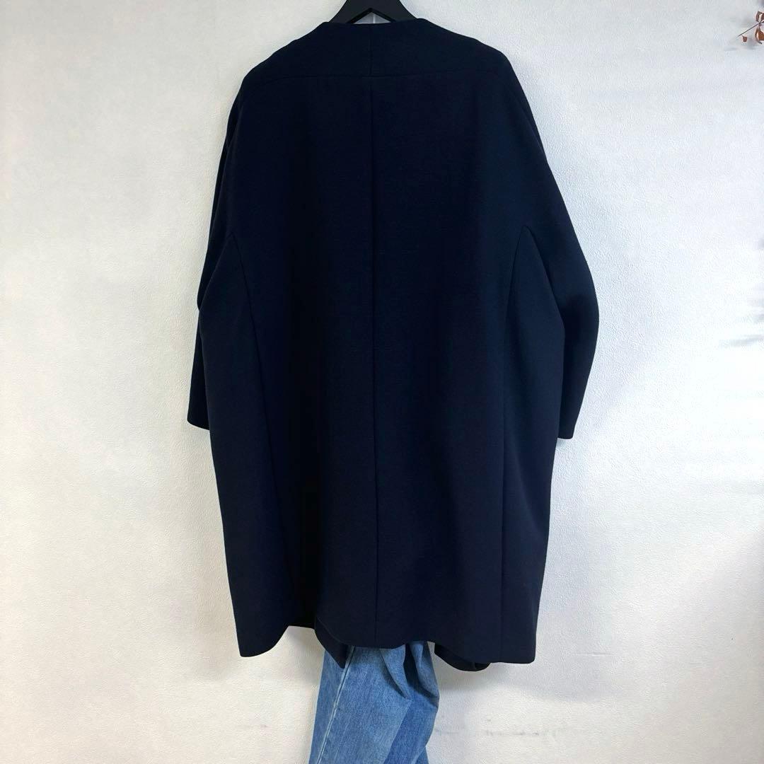 マルティニーク購入　ヴェロニクルロワの上品ノーカラーウールコート20万　黒