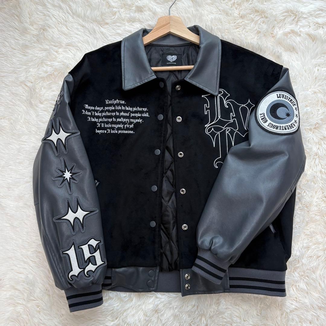 【美品】韓ドル着用 MZ LVT VARSITY JACKETチャコール 秋冬