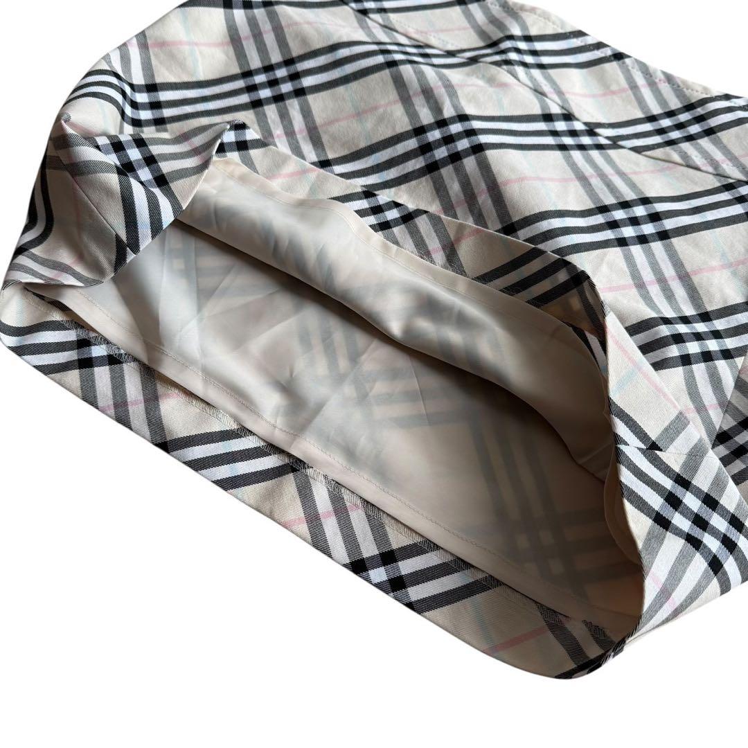 バーバリーブルーレーベル 台形 スカート Y2K ノバチェック ホースロゴ 36