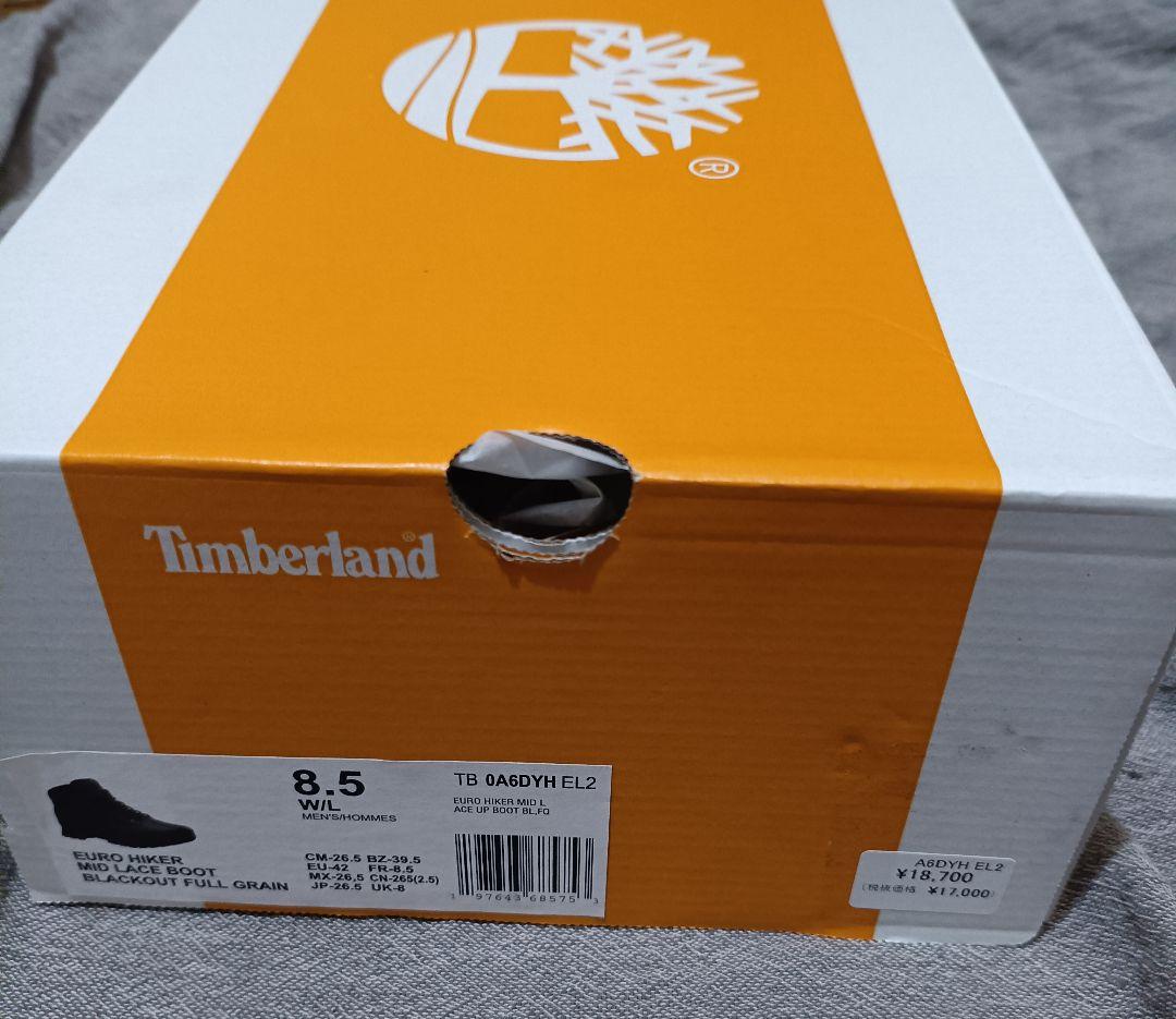 新品 26.5cm Timberland ユーロ ハイカー ミッド ブーツ 黒