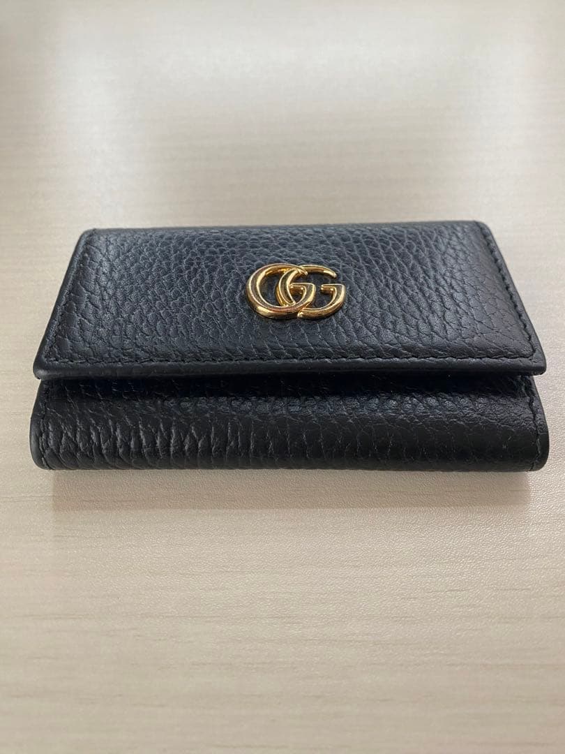 Gucci 黒 レザー キーケース グッチ6連キーケース　GGマーモントブラック