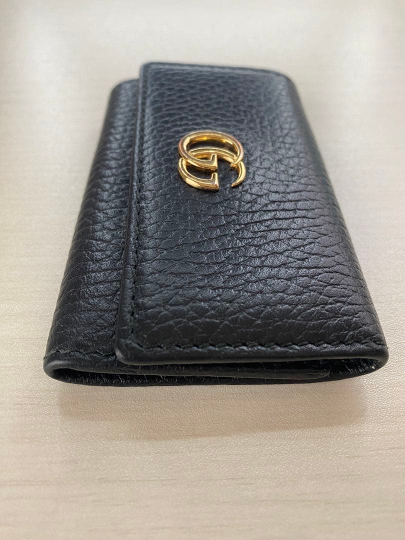 Gucci 黒 レザー キーケース グッチ6連キーケース　GGマーモントブラック