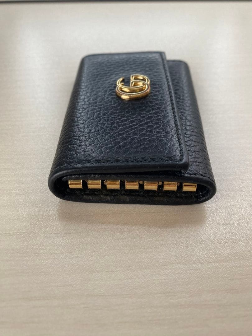 Gucci 黒 レザー キーケース グッチ6連キーケース　GGマーモントブラック