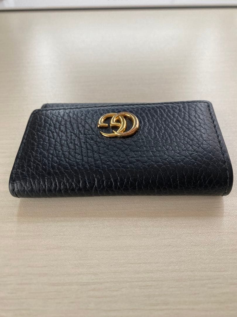 Gucci 黒 レザー キーケース グッチ6連キーケース　GGマーモントブラック