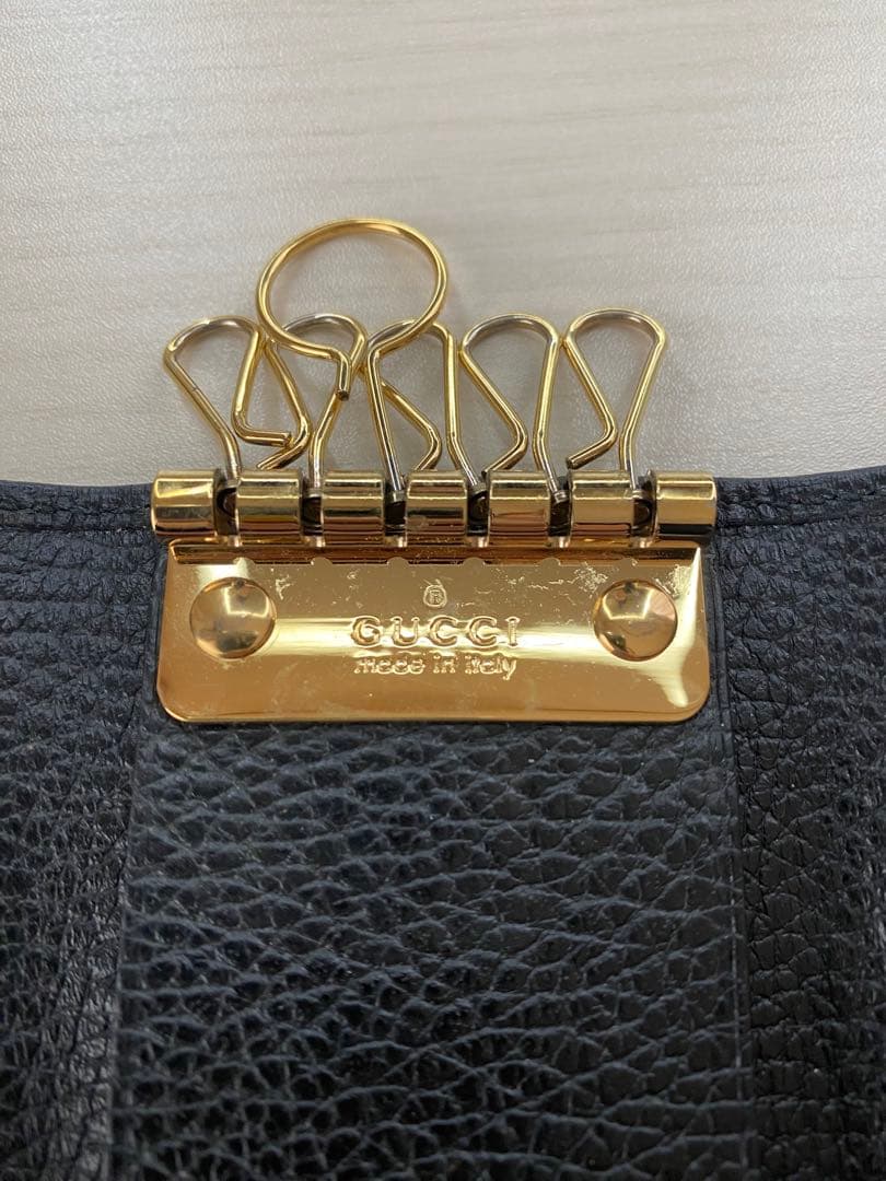 Gucci 黒 レザー キーケース グッチ6連キーケース　GGマーモントブラック