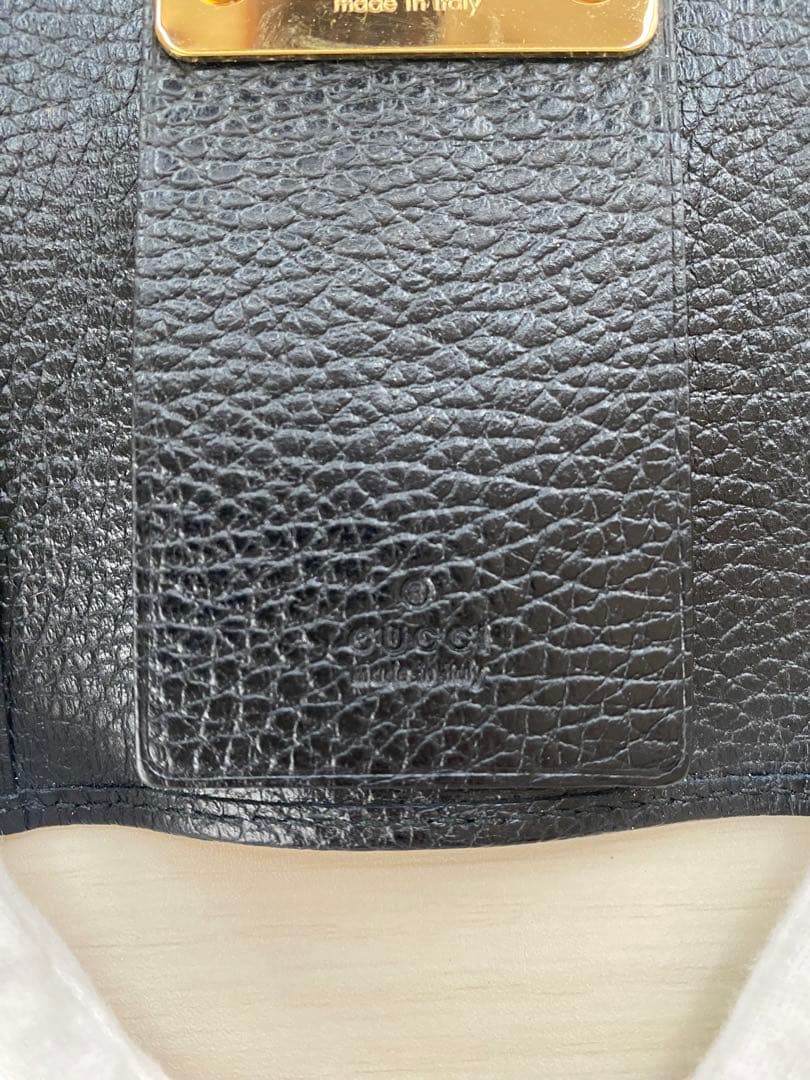 Gucci 黒 レザー キーケース グッチ6連キーケース　GGマーモントブラック