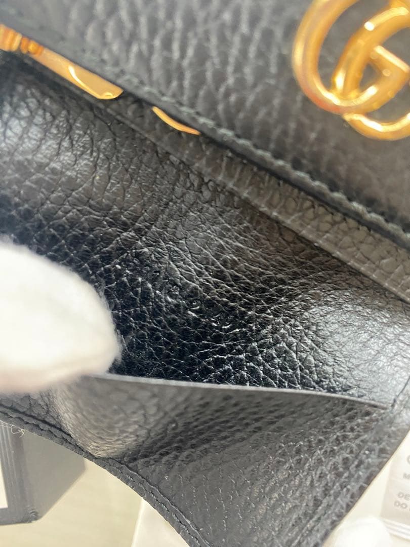 Gucci 黒 レザー キーケース グッチ6連キーケース　GGマーモントブラック