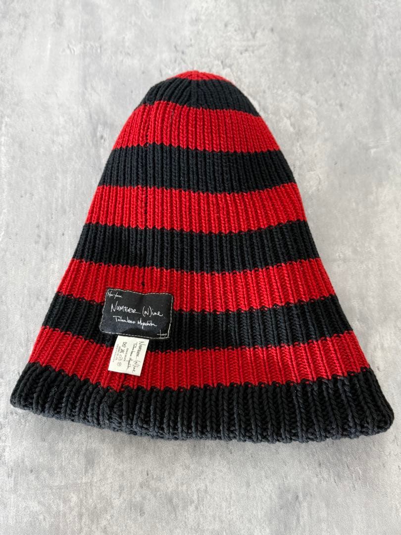 ナンバーナイン 05ss バルーンニットキャップ ボーダー柄