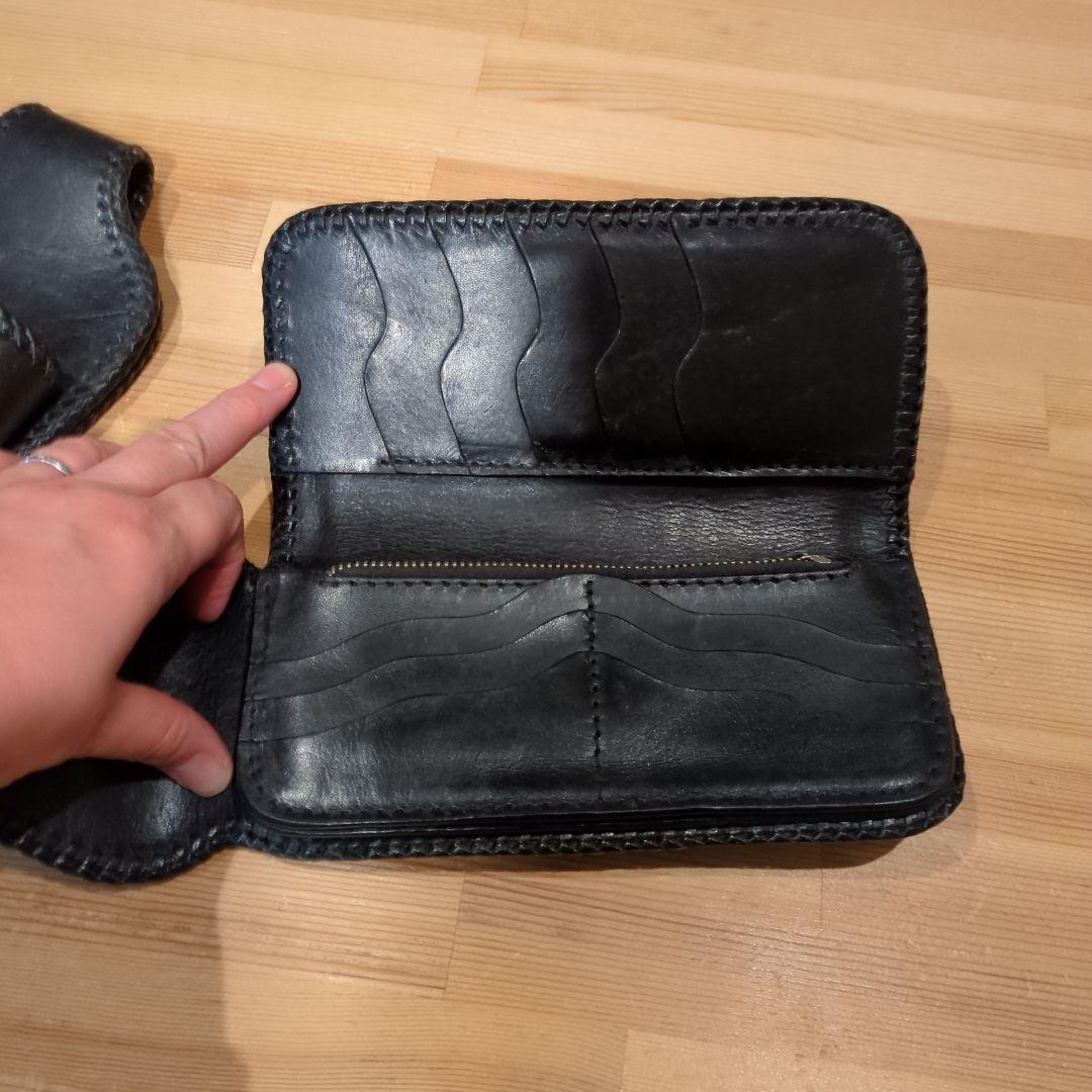 ブラックレザー クロコダイル型ホルスターウォレット
