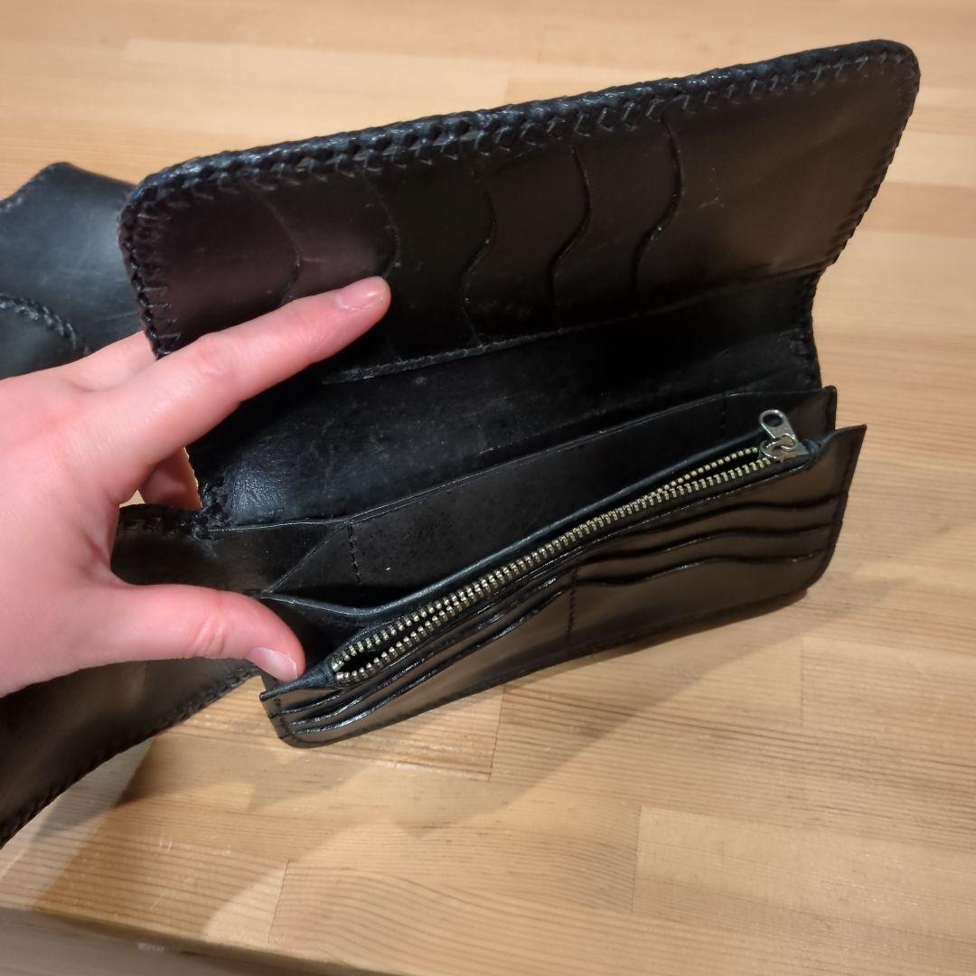 ブラックレザー クロコダイル型ホルスターウォレット