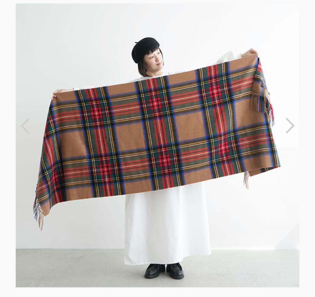 【TWEEDMILL】ツイードミル　大判ストール　チェック柄　ブラウン系
