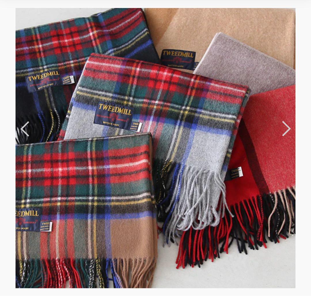 【TWEEDMILL】ツイードミル　大判ストール　チェック柄　ブラウン系