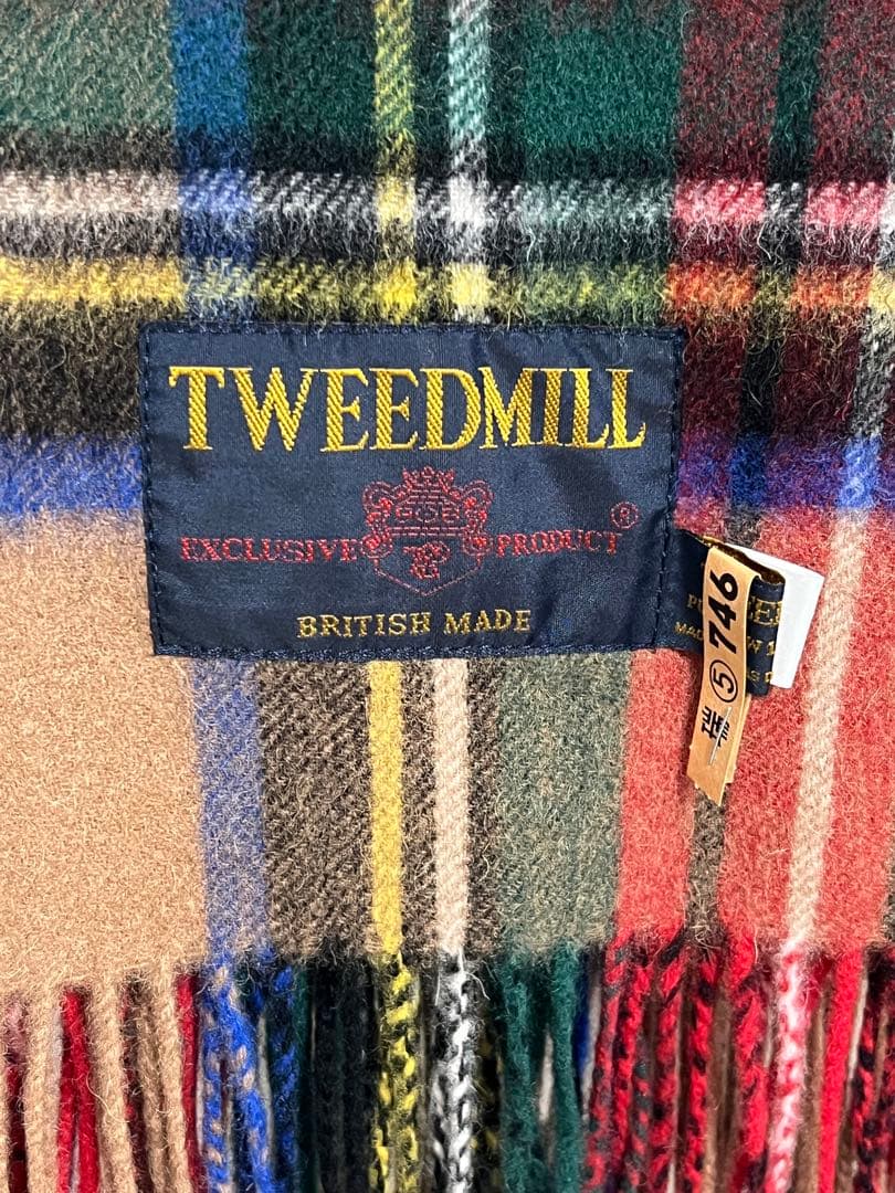 【TWEEDMILL】ツイードミル　大判ストール　チェック柄　ブラウン系