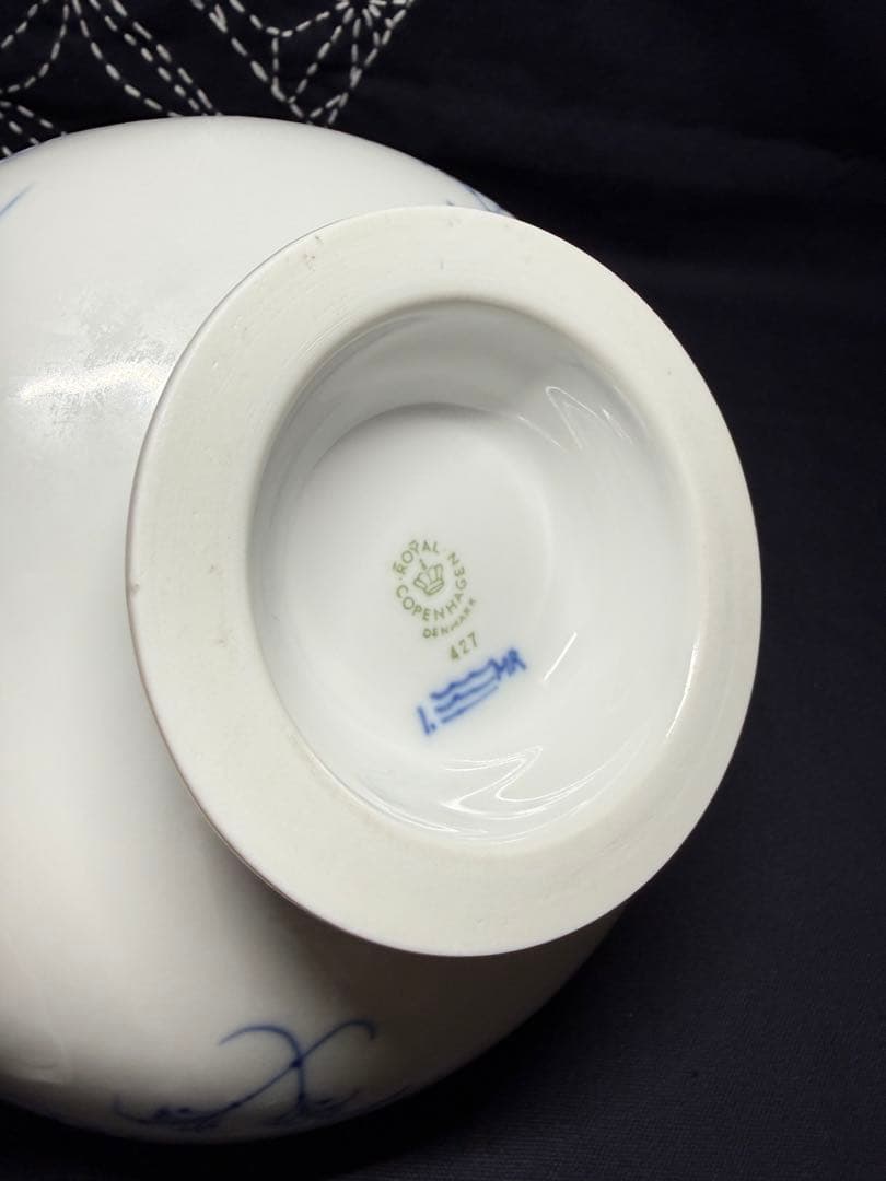 ロイヤルコペンハーゲンブルーフルーテッド ハーフレース 足つき コンポート