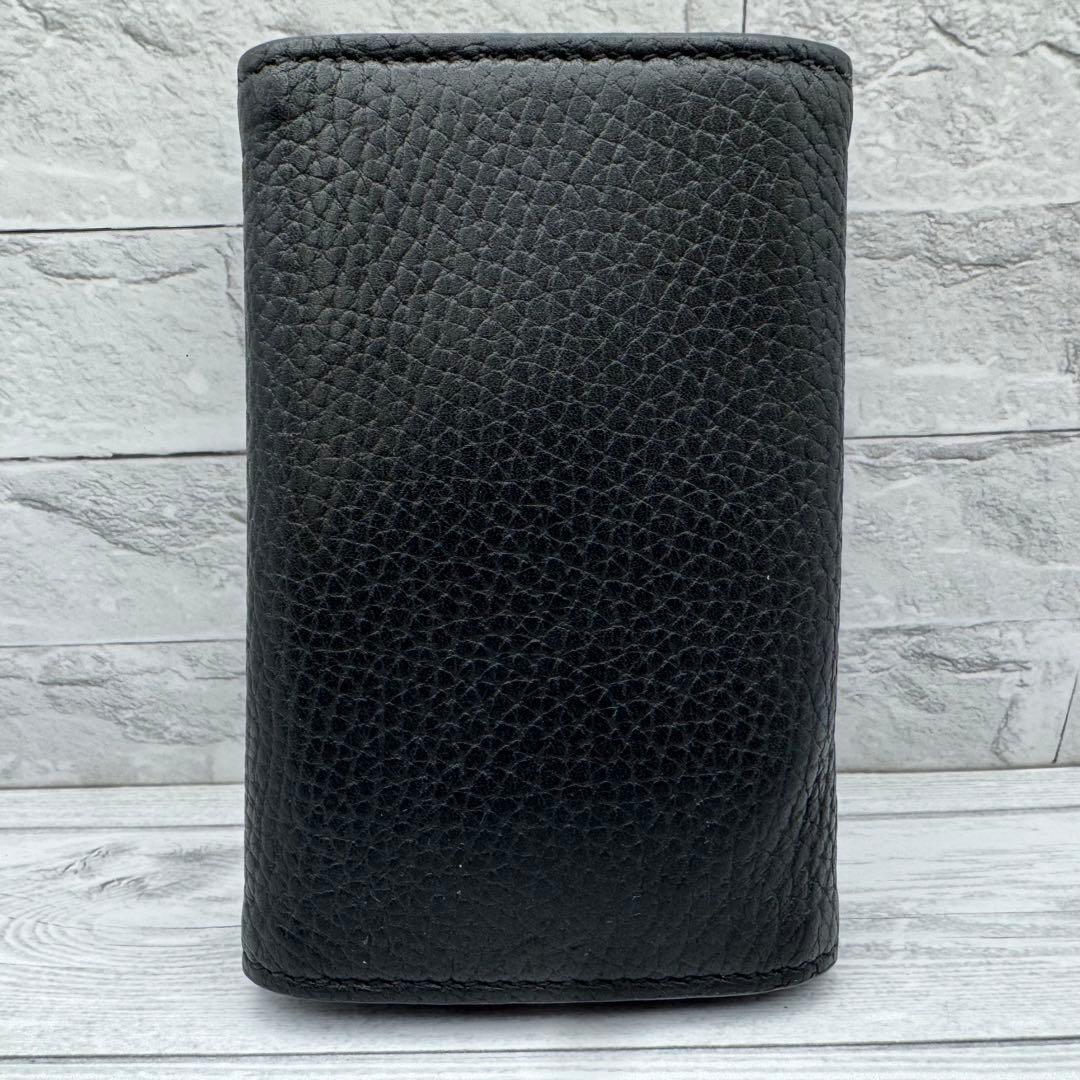 【美品】GUCCI　キーケース　6連 ロゴ　レザー　ブラック