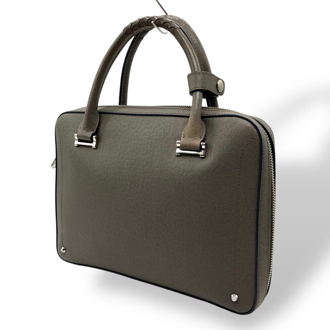 良品 1996 Kiefer neu ミニブリーフケース グレー レザー