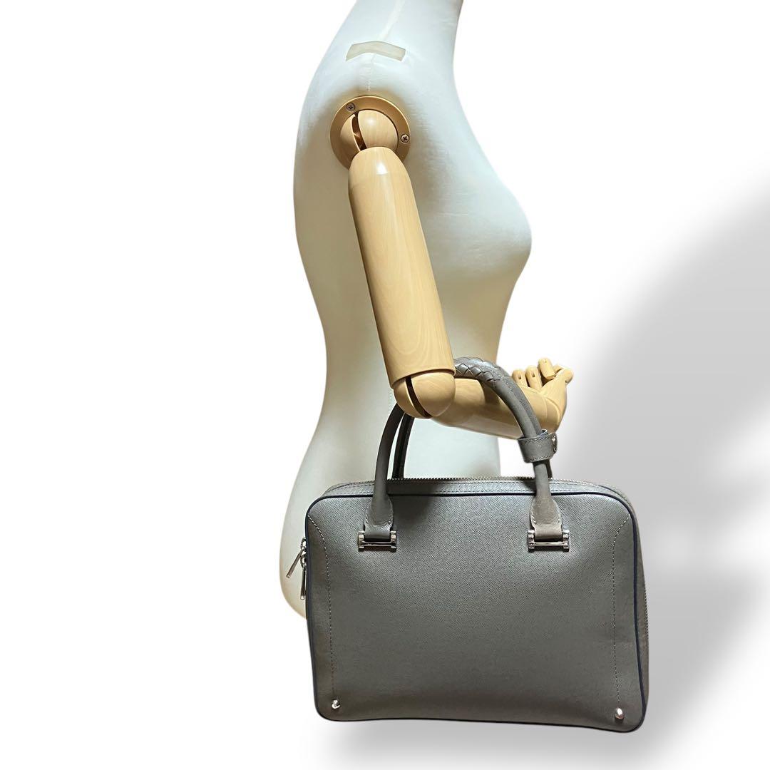 良品 1996 Kiefer neu ミニブリーフケース グレー レザー