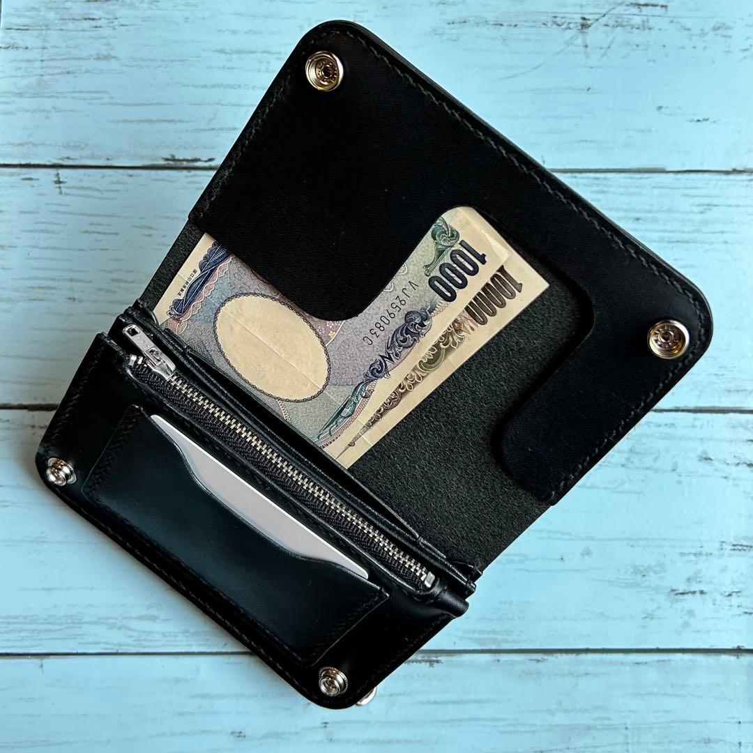 姫路オイルレザー　ミドルウォレット　ベルトループセット　トラッカーウォレット　革