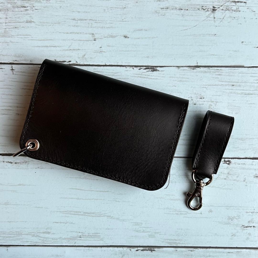 姫路オイルレザー　ミドルウォレット　ベルトループセット　トラッカーウォレット　革