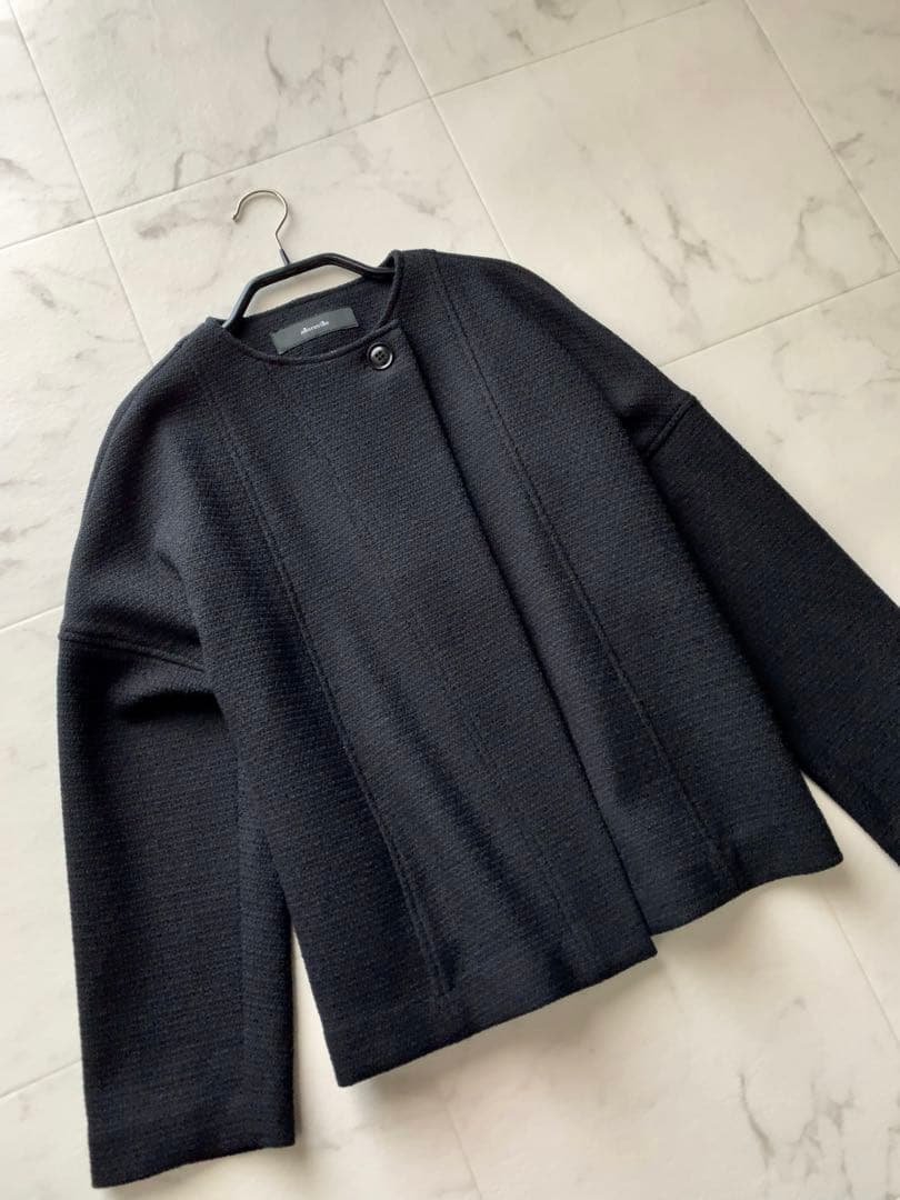 新品【アルアバイル】 ブッチャーツイードショートジャケット★黒ブラック★サイズ1