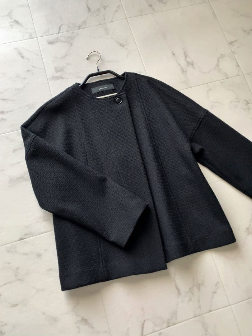 新品【アルアバイル】 ブッチャーツイードショートジャケット★黒ブラック★サイズ1