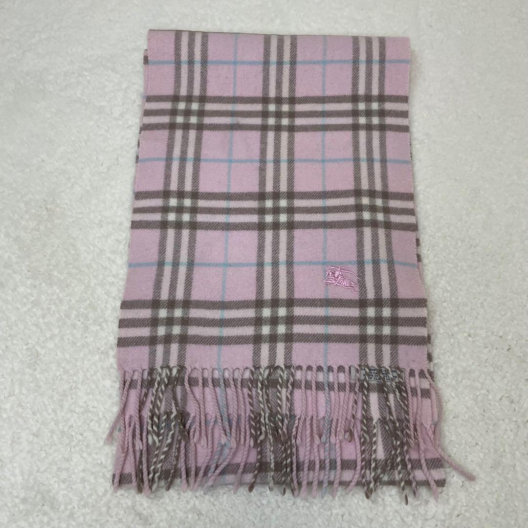 BURBERRY バーバリー マフラー カシミヤ混 ピンク ノバチェック Y2K