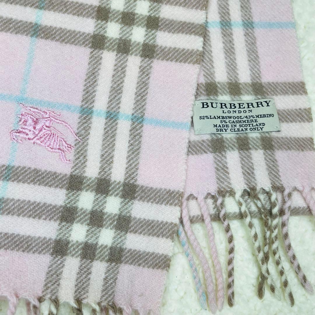 BURBERRY バーバリー マフラー カシミヤ混 ピンク ノバチェック Y2K