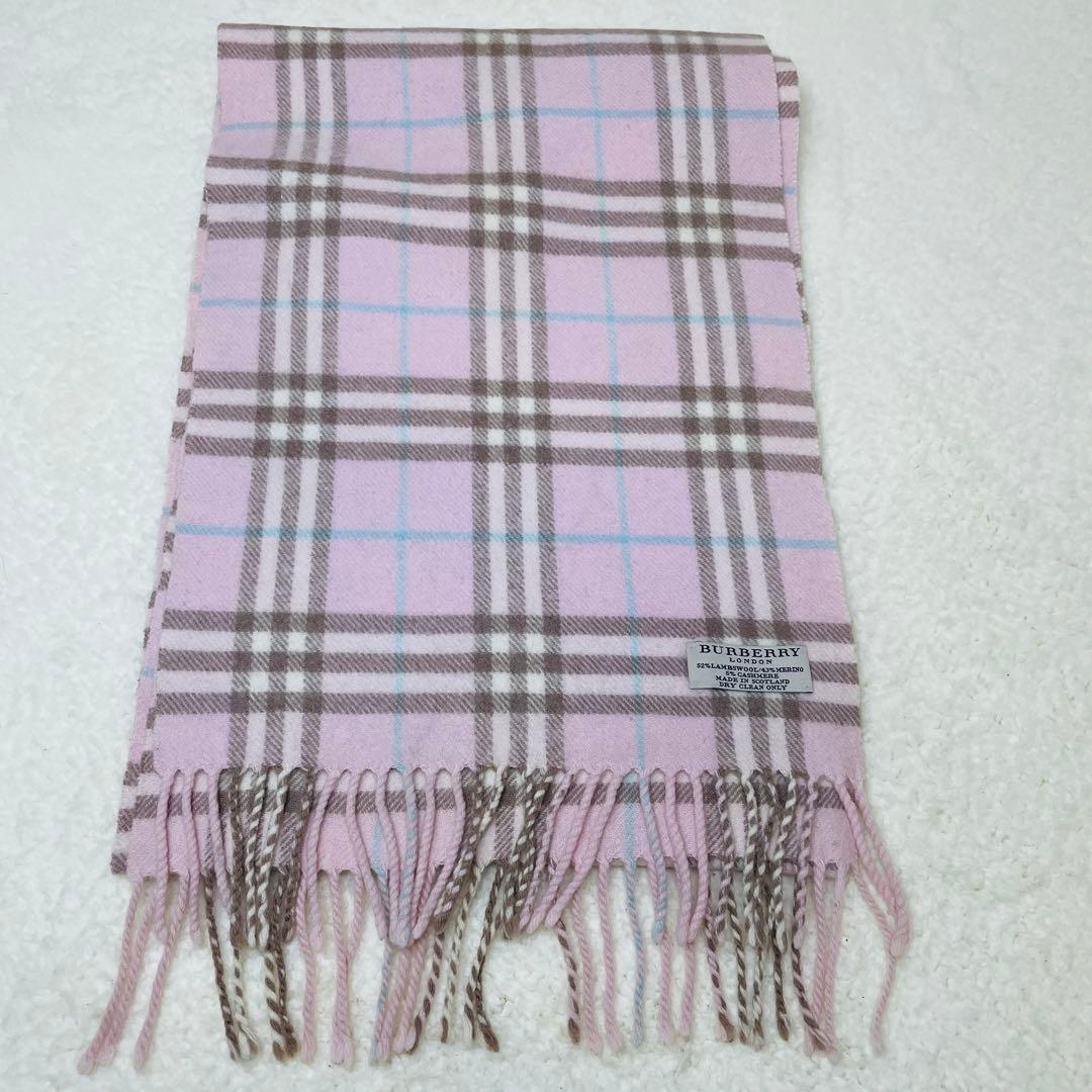BURBERRY バーバリー マフラー カシミヤ混 ピンク ノバチェック Y2K