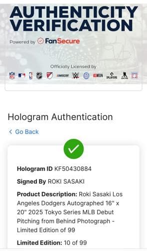 限定99枚・大判サイン・ 佐々木朗希・40×50センチ　FANATICS社MLB