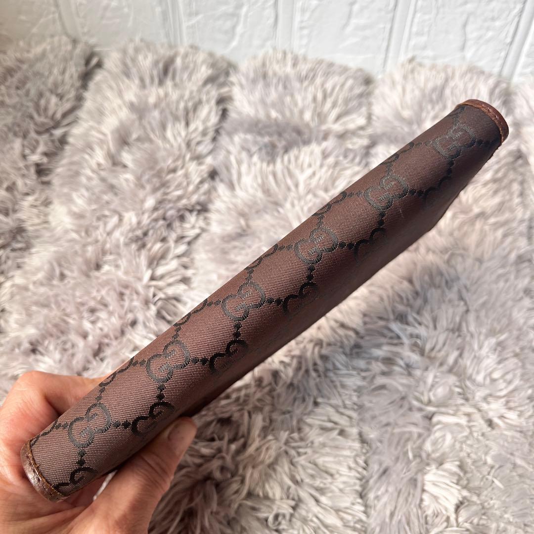 極美品✨GUCCI GGナイロン 三つ折り財布　ブラウン　メンズ　レディース