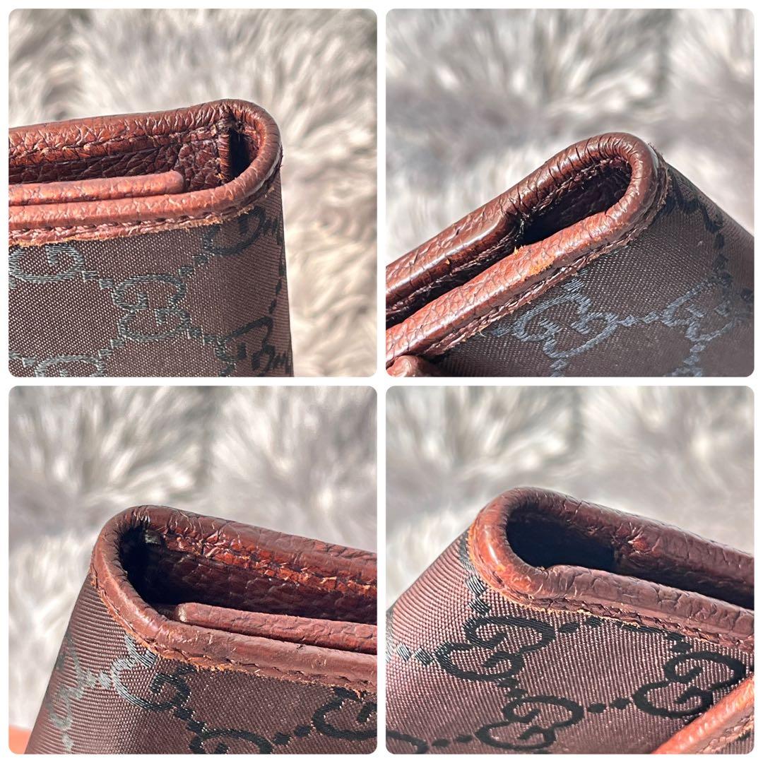 極美品✨GUCCI GGナイロン 三つ折り財布　ブラウン　メンズ　レディース