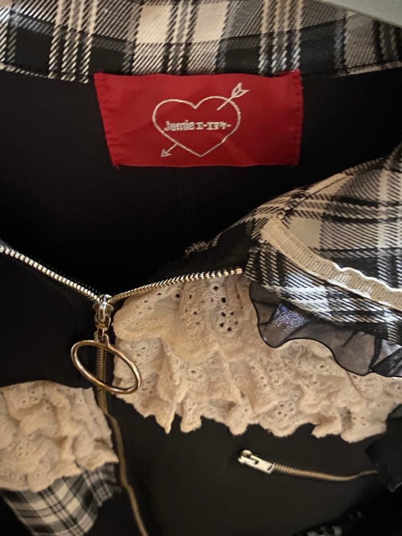 Jamie エーエヌケー リボンパッチワークワークパーカー ブラック